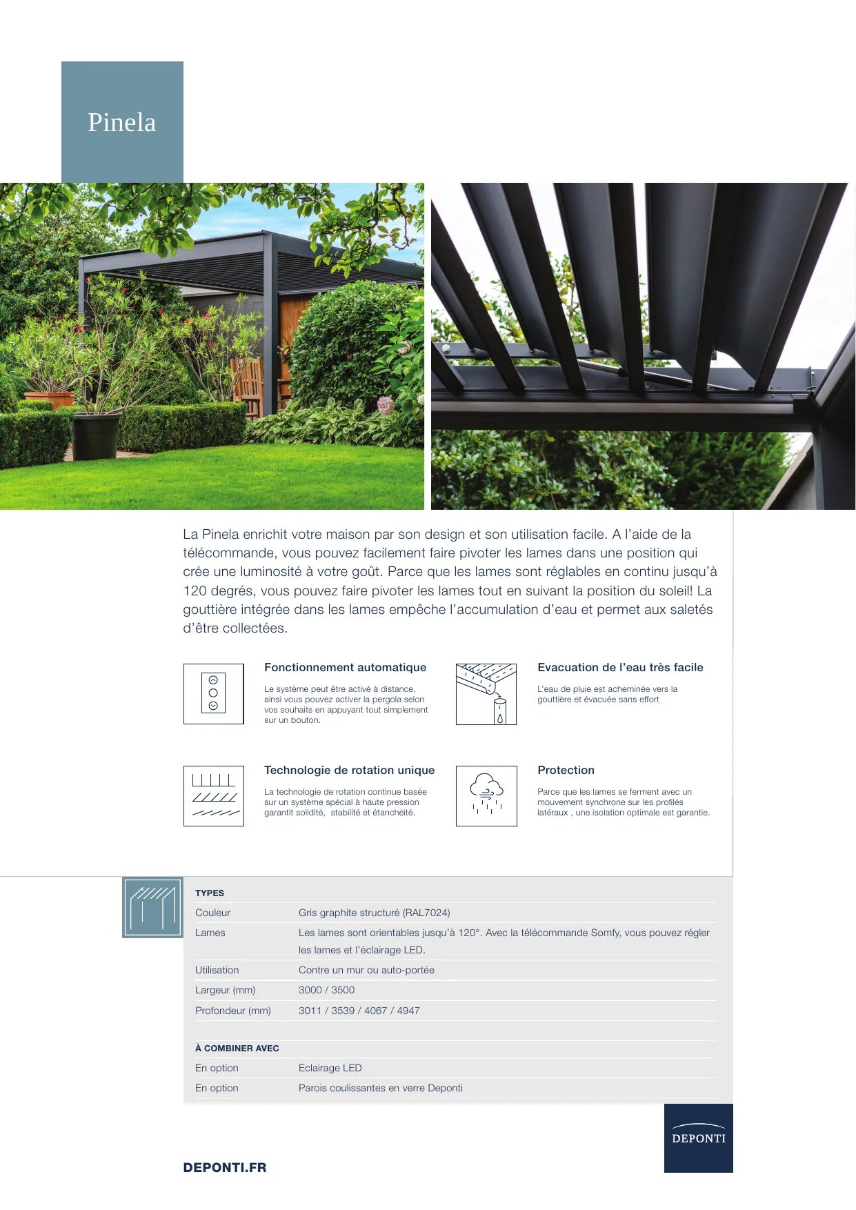 Pinela – Pergola bioclimatique aluminium Deponti — pergola aluminium Deponti BB'art Outdoor
