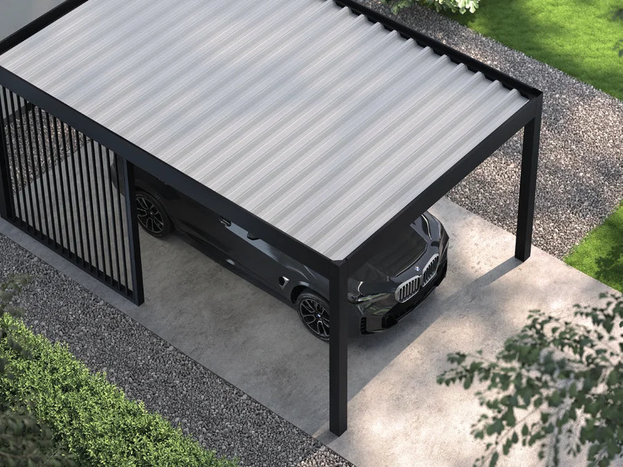Carport aluminium Deponti abri voiture installé en Loire-Atlantique par BB'art Outdoor