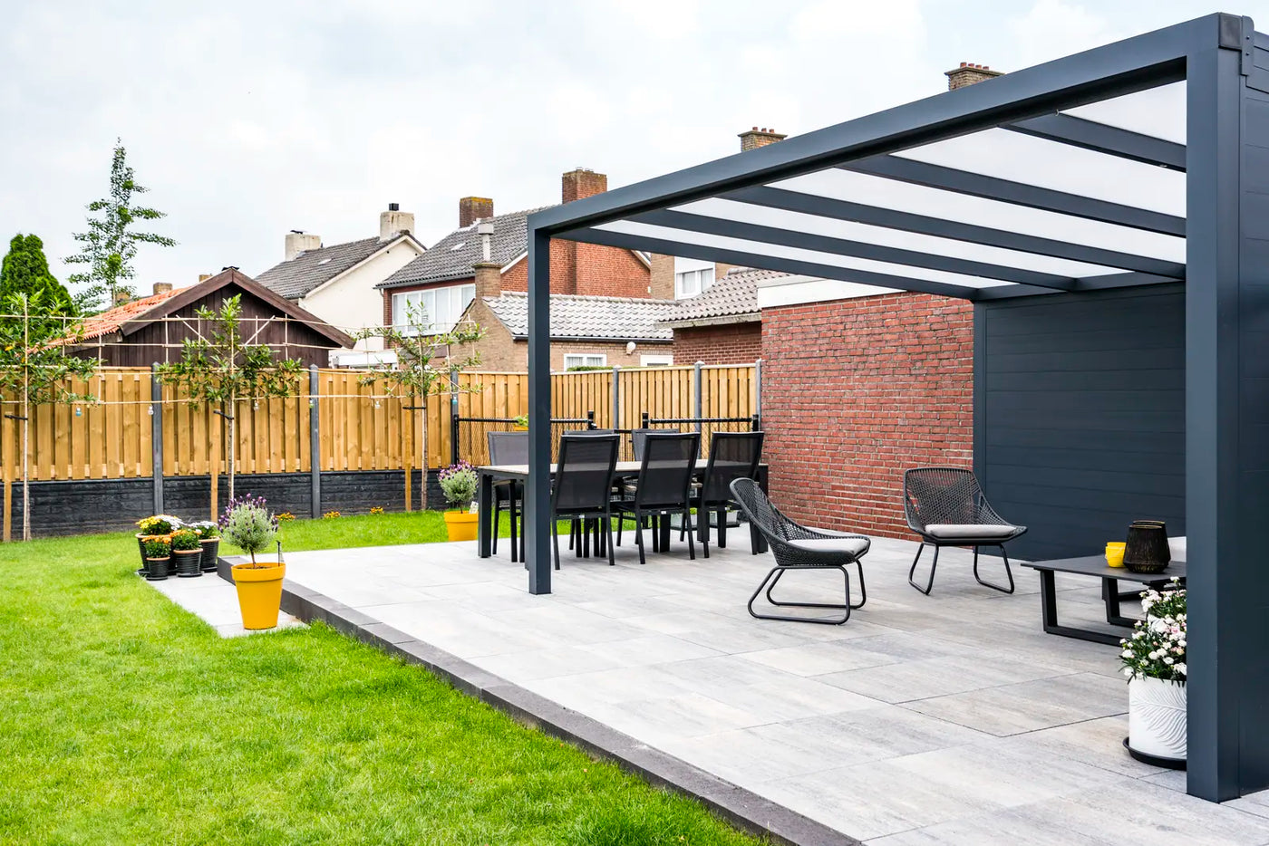 Ribolla Gris graphite toit ultra-clair — pergola aluminium Deponti